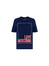 LOVE MOSCHINO LOVE MOSCHINO WOMEN'S BLUE OTHER MATERIALS T-SHIRT,W4H0614M3517Y58 42