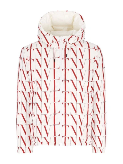 Valentino White & Red 'vltn' Times Hoodie In White,red
