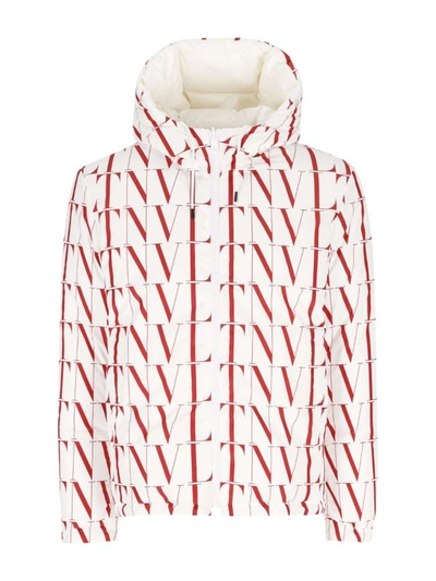 Valentino Men's Vltn Times Hooded Puffer Jacket In White