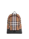 Burberry Large Check Cotton Canvas And Leather Backpack In Brown