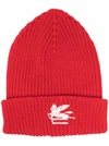 Etro Wool Red Hat With Logo Patch In Red