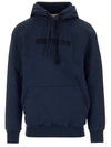 Alyx Reverse Logo-print Rib-trimmed Hoodie In Blue