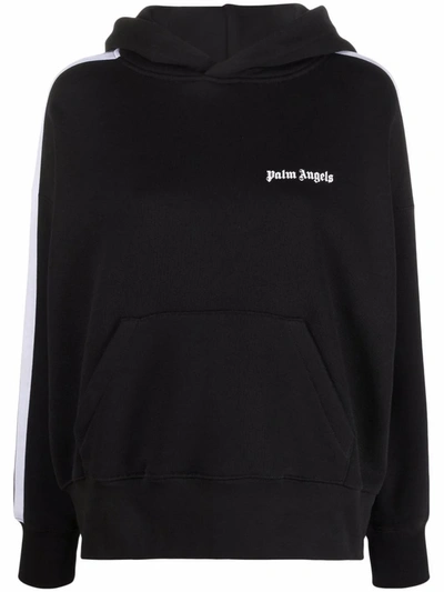 Palm Angels Logo-print Long-sleeve Hoodie In Black