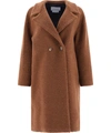 Harris Wharf London Double Breasted Wool Blend Faux Fur Teddy Coat In Brown
