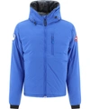 Canada Goose Logo Patch Hooded Padded Jacket In Blue