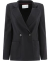 Harris Wharf London Double-breasted Virgin Wool Blazer In Black
