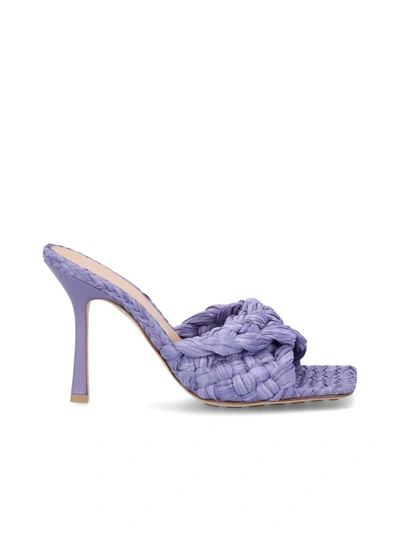 Bottega Veneta Purple Raffia Stretch Heeled Mules