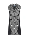 Prada Floral Wool And Crepe Dress In Black