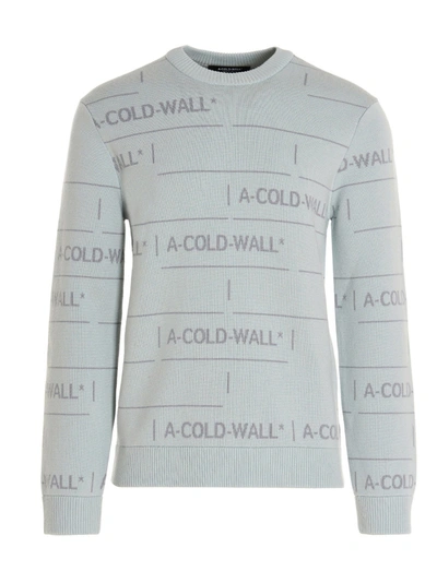 A-cold-wall* A-cold-wall Chain Jacquard Knit Ice Grey Wool Sweater With Jacquard Pattern Logo In Light Blue