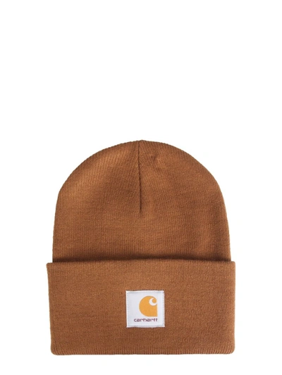 Carhartt Mens Hamilton Brown Acrylic Watch Brand-patch Knitted Beanie Hat