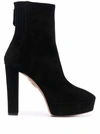 Aquazzura Saint Honore 120 Platform Suede Boots In Black