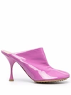 Bottega Veneta 90mm Dot Patent Leather Sock Mules In Fuchsia