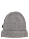 Tom Ford Logo Label Cashmere Fisherman Rib Hat In Grey