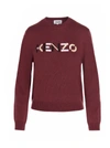 Kenzo Wool Sweater With Logo In Burgundy