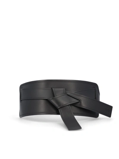 Loewe Gate Knotted Leather Waist Belt In Black