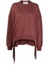Ambush Drawstring Crewneck Sweatshirt In Burgundy