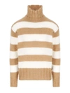 Fendi Striped Mohair-blend Sweater In White,beige