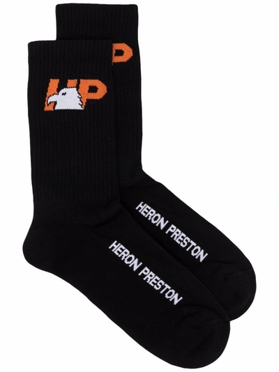 Heron Preston Eagle-motif Ankle Socks In Black