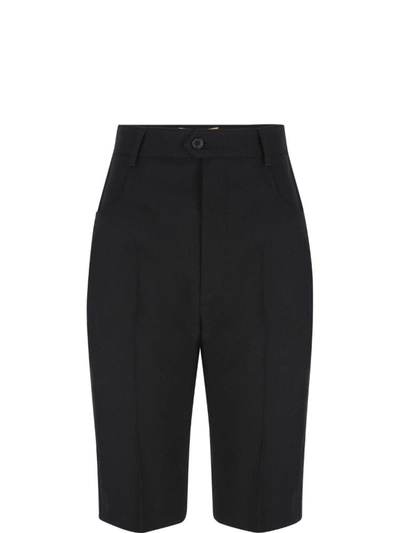 Saint Laurent Wool Grain-de-poudre Bermuda Shorts In Black