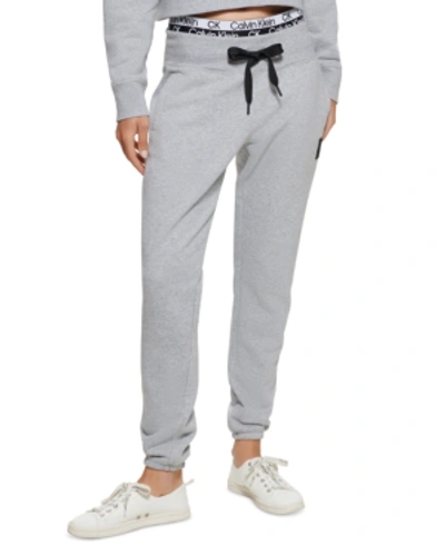 Calvin Klein Performance Women's Layered-waistband Sweatpants In Pearl Grey Heather