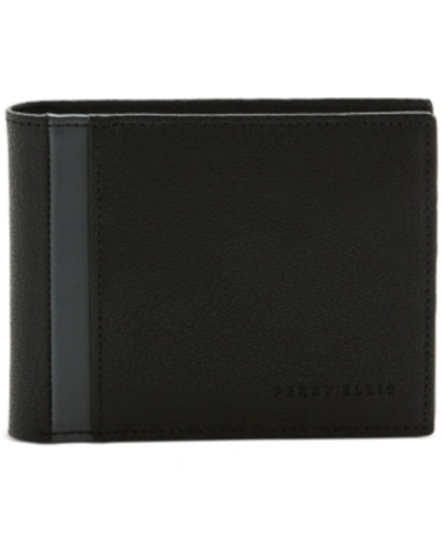 Perry Ellis Portfolio Men's Gray Contrast Bifold Wallet In Black