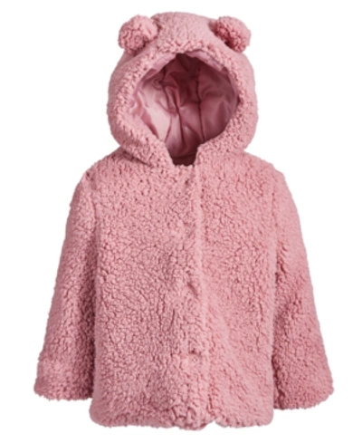 First Impressions Kids' Toddler Girls Hooded Sherpa Jacket, Created For Macy's In Foxglove