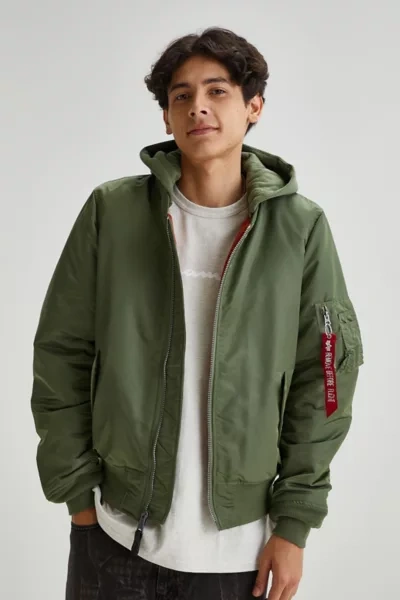 Alpha Industries Ma-1 Natus Hooded Flight Jacket In Green