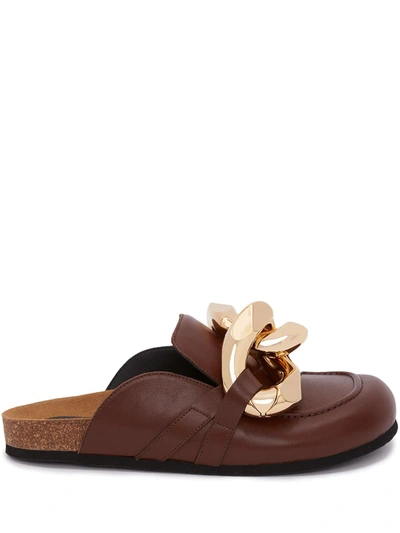 Jw Anderson Chain-link Mules In Braun