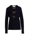 Victoria Beckham Chain-embellished Wool Sweater In Dark Navy