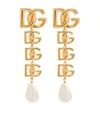 Dolce & Gabbana Dg Logo Pearl-embellished Earrings In Gold