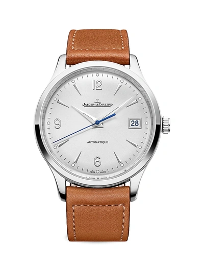 Jaeger-lecoultre Master Control Date Automatic 40mm Stainless Steel And Leather Watch, Ref No. 4018420 In White