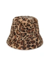 ADRIENNE LANDAU REX RABBIT LEOPARD-PRINT BUCKET HAT,400014770412