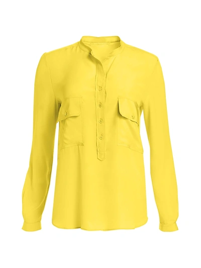 Stella Mccartney Long Sleeve Half Button-down Blouse In Citrus