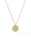 David Yurman Cable Collectibles Initial Pendant With Diamonds In Gold On Chain, 16-18