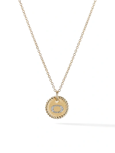 David Yurman Cable Collectibles Initial Pendant With Diamonds In Gold On Chain, 16-18