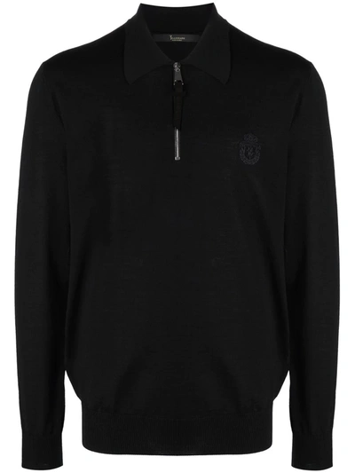 Billionaire Polo Style Logo Jumper In Schwarz