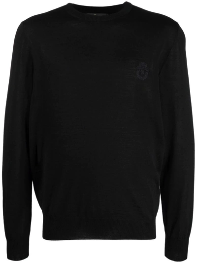 Billionaire Logo Embossed Crew Neck Jumper In Schwarz