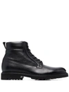 Baldinini Lace-up Leather Booties In Schwarz