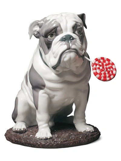 Lladrò Porcelain Bulldog With Lollipop Dog Figurine In Multi