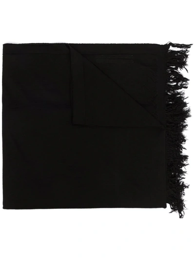 Rick Owens Knit Fringed Scarf In Schwarz