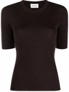 P.a.r.o.s.h Parosh Ribbed Knit Wool T-shirt In Braun