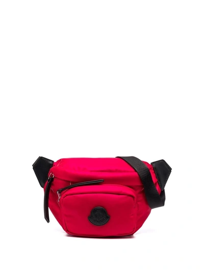 Moncler Logo-patch Zip-up Belt Bag In Rosa