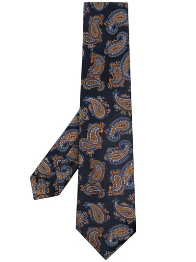 Kiton Paisley-pattern Silk Tie In Blau