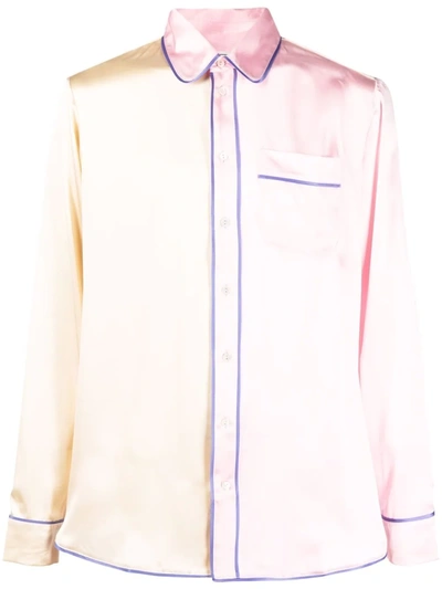 Pierre-louis Mascia Two-tone Pyjama Shirt In Rosa