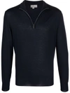 Canali Ribbed-knit Crew Neck Sweater In Blau