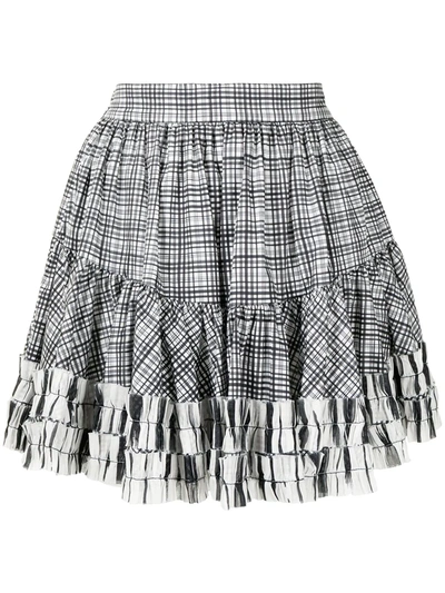 Aje Checked Ruffle-trimmed Skirt In Schwarz