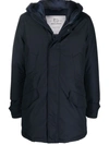 Woolrich Padded Zip-up Hooded Coat In Blau