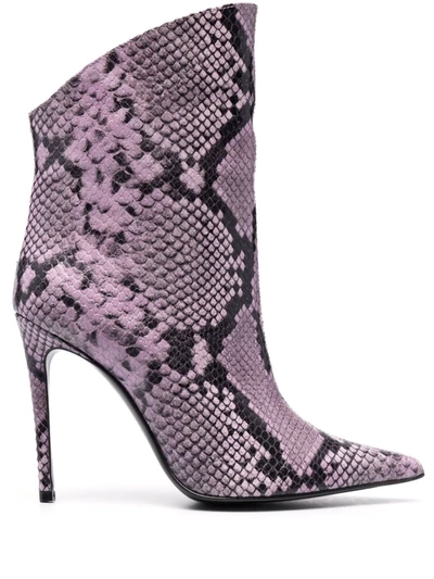 Giuliano Galiano Snakeskin-print Leather Boots In Violett