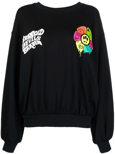 Barrow Logo Graphic-print Relaxed-fit Sweatshirt In Black