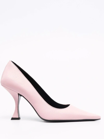 By Far Pebbled-texture Pointed-toe Pumps In Rosa